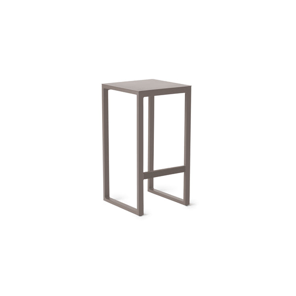 Belvedere Backless Bar Stool in Quartz Grey by Terra Outdoor Living, showcasing a streamlined aluminum frame with an integrated footrest for enhanced comfort, crafted with clean architectural lines and a modern, minimalist design.