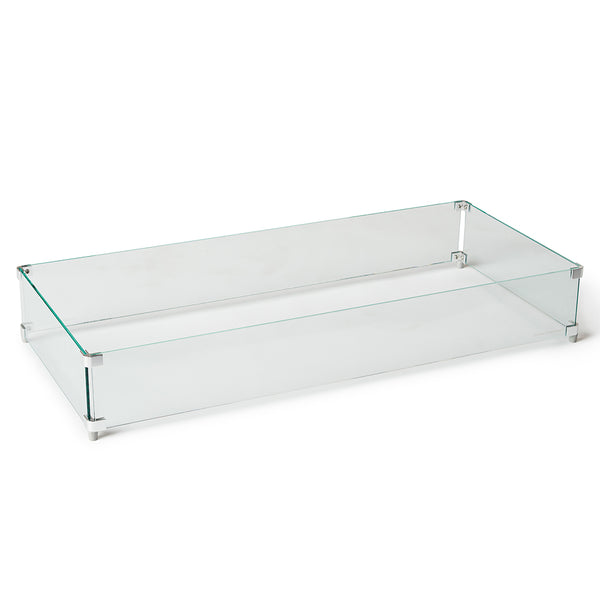 Large Rectangular Glass Fire Table Wind Guard